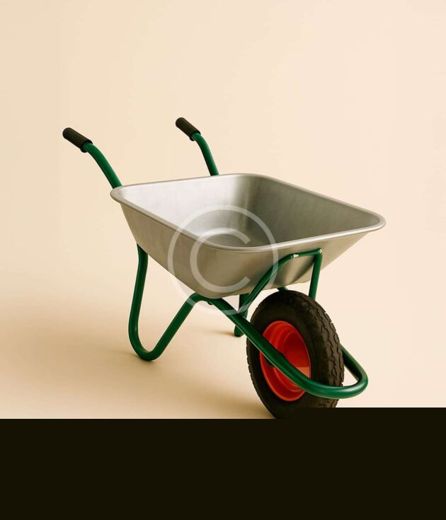 Mini wheelbarrow with metal tray